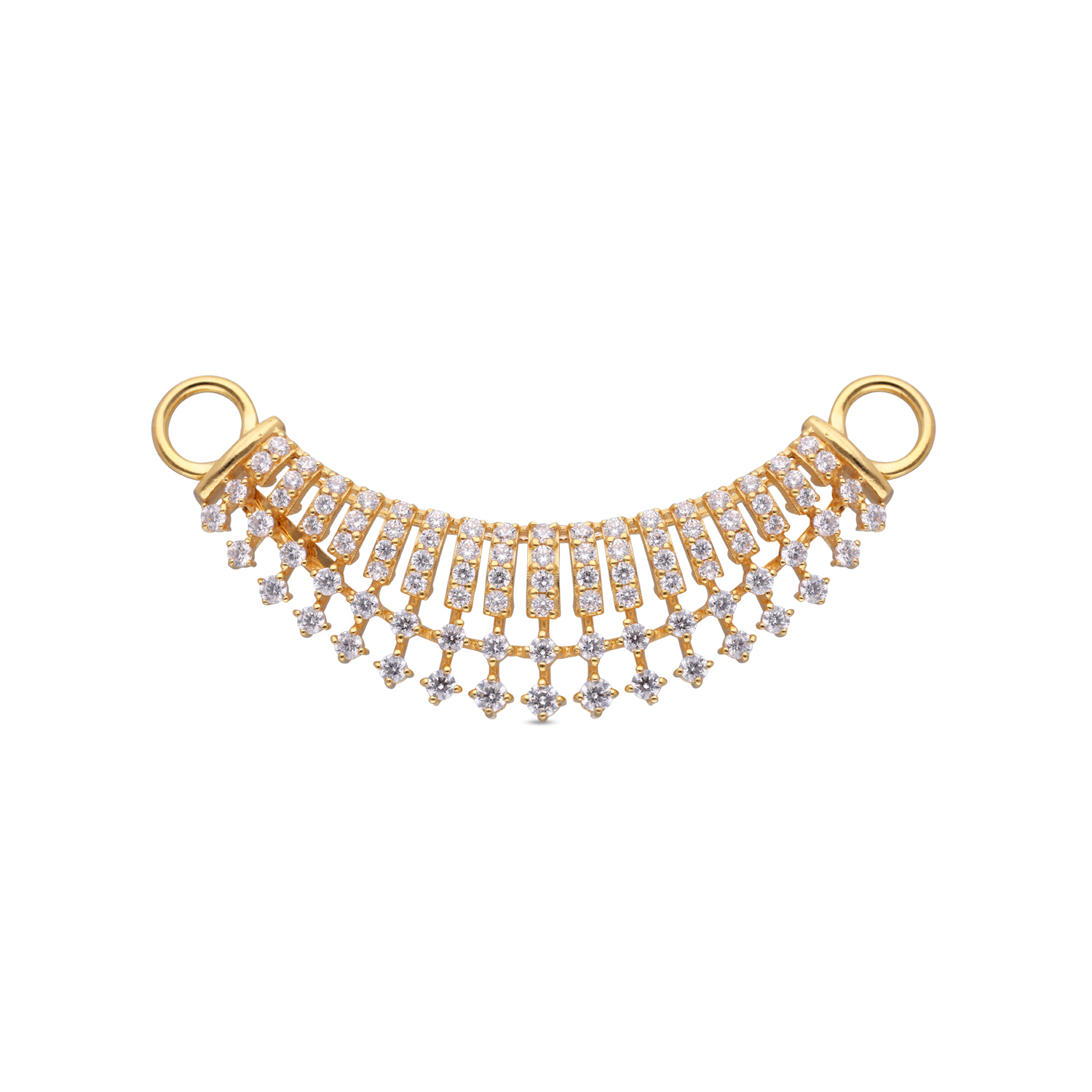 Dual Harmony: Double Hook Mangalsutra Pendant with Cubic Zircons