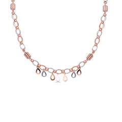 Chic Fusion: Fancy Neck Chain with Matte and Glossy Finish in Rose and White Gold