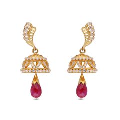 Harmony in Red: Fancy Jumka with Cubic Zircons and Red Gem Bead