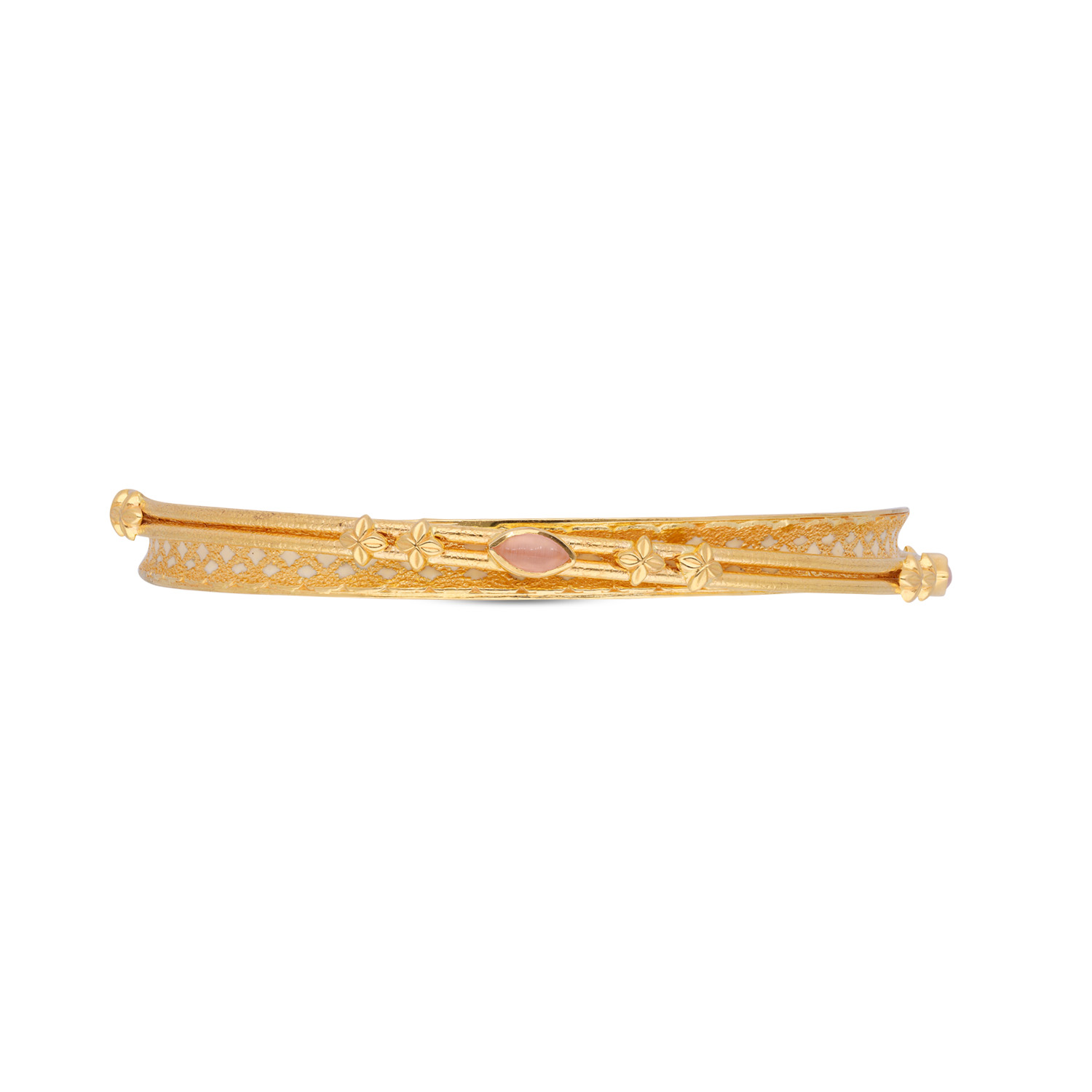 Blossom Symphony: Floral Pattern Gold Bangle