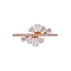 Eternal Radiance: Rose Gold Diamond Ring Adorned with Rounds and Pears