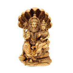 Sacred Fusion: Narasimha Lakshmi Gold Idol with Oxidized Finish