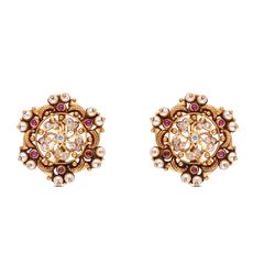 Timeless Simplicity: Plain Gold Ear Studs with Repousse Work Detailing