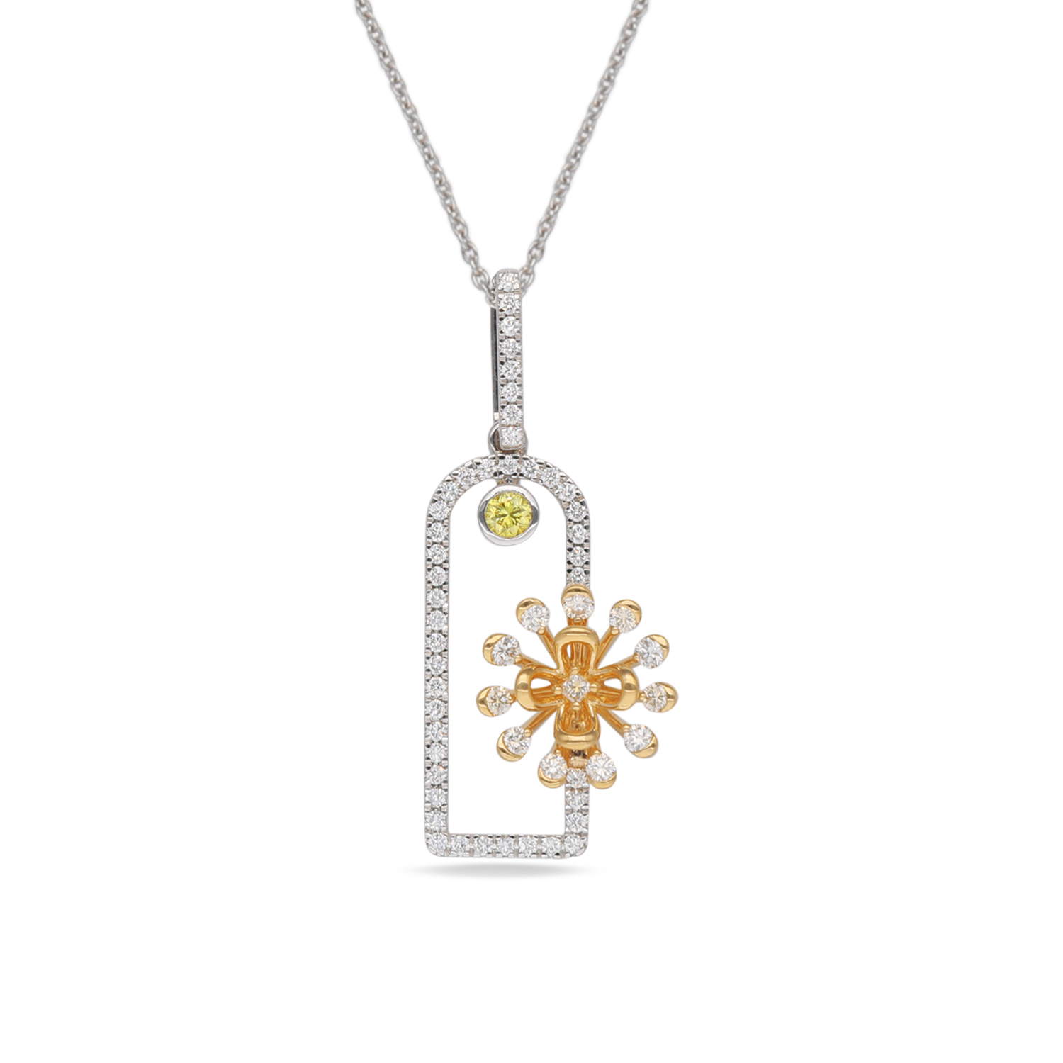 Diamond Chain Pendant With Colored Gem