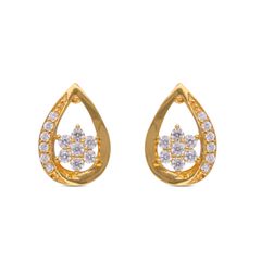 Radiant Fusion: Gemset Gold Ear Studs with Artistic Casting
