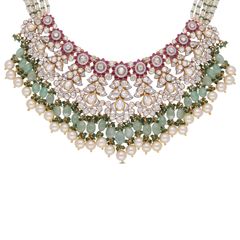 Regal Elegance Vibrant Gemstones and Pearl Choker