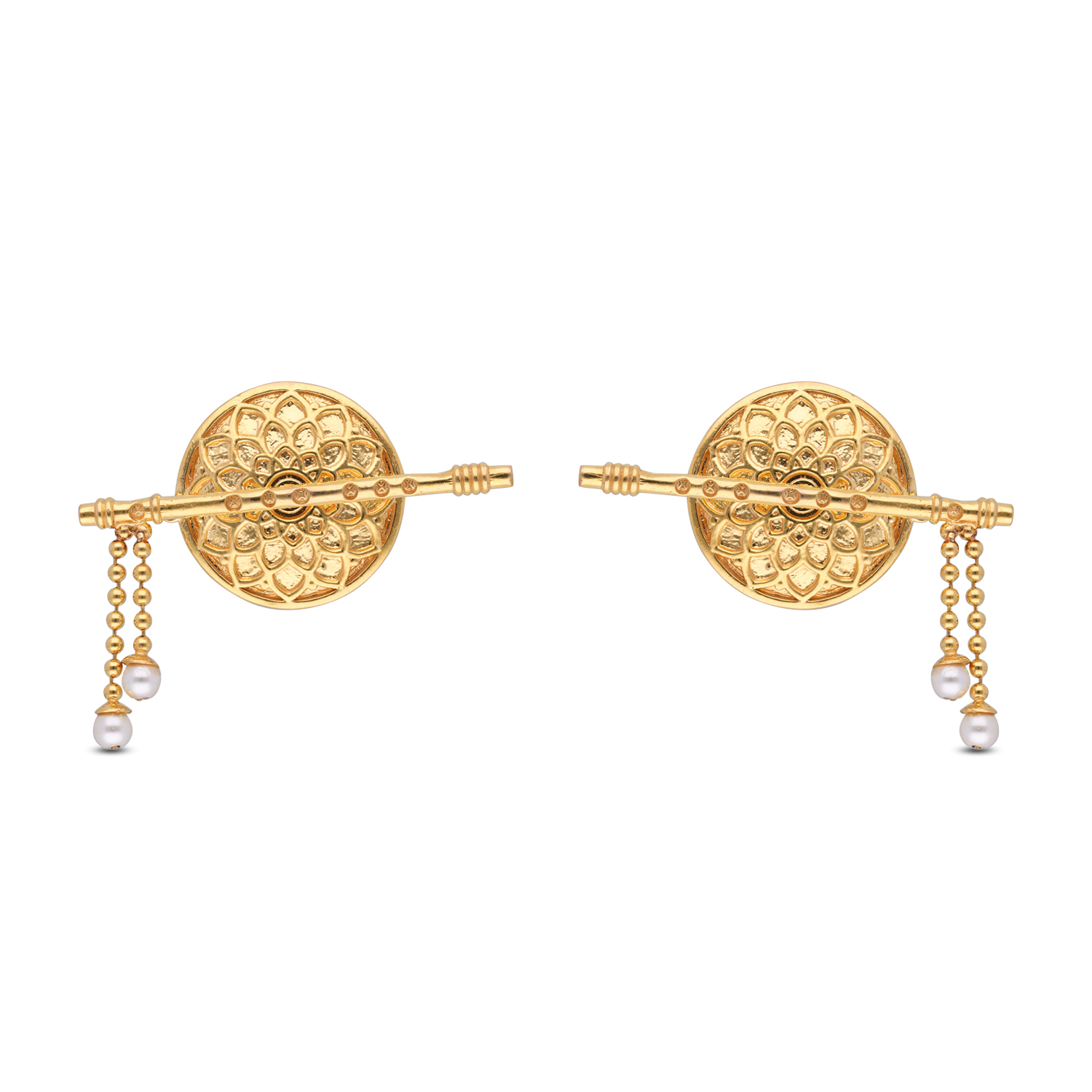 Simplicity Refined: Plain Gold Eardrop with Elegant Filigree, Die, and Matil