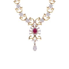 Gemstone Symphony: Diamond Necklace Set with Vibrant Gemstones