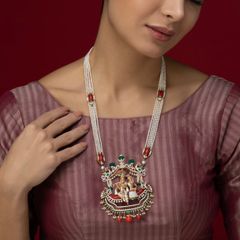 Celestial Harmony: Unique Krishna and Radha Diamond Long Necklace
