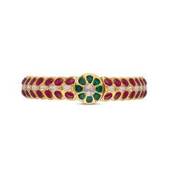 Royal Radiance: Kundalavelai Design Bangle Pair Adorned with Rubies and Rose Cut Diamonds