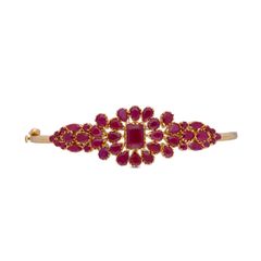 Radiant Ruby Splendor: Gem Bangle with Rubies in Open Yellow Gold Setting