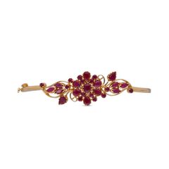 Radiant Ruby Splendor: Gem Bangle with Rubies in Open Yellow Gold Setting