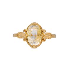 Golden Yellow Sapphire Filigree Cocktail Ring