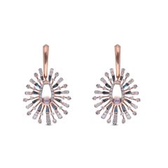 Ethereal Sparkle: Fancy Diamond Earstuds in Rose Gold with Single Blue Topaz