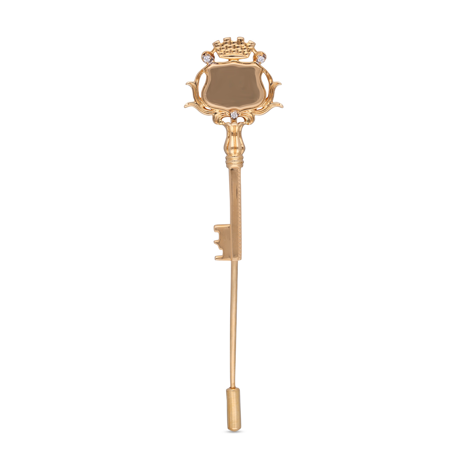 Royal Crest Key Pendant in Gold with Diamond Accents