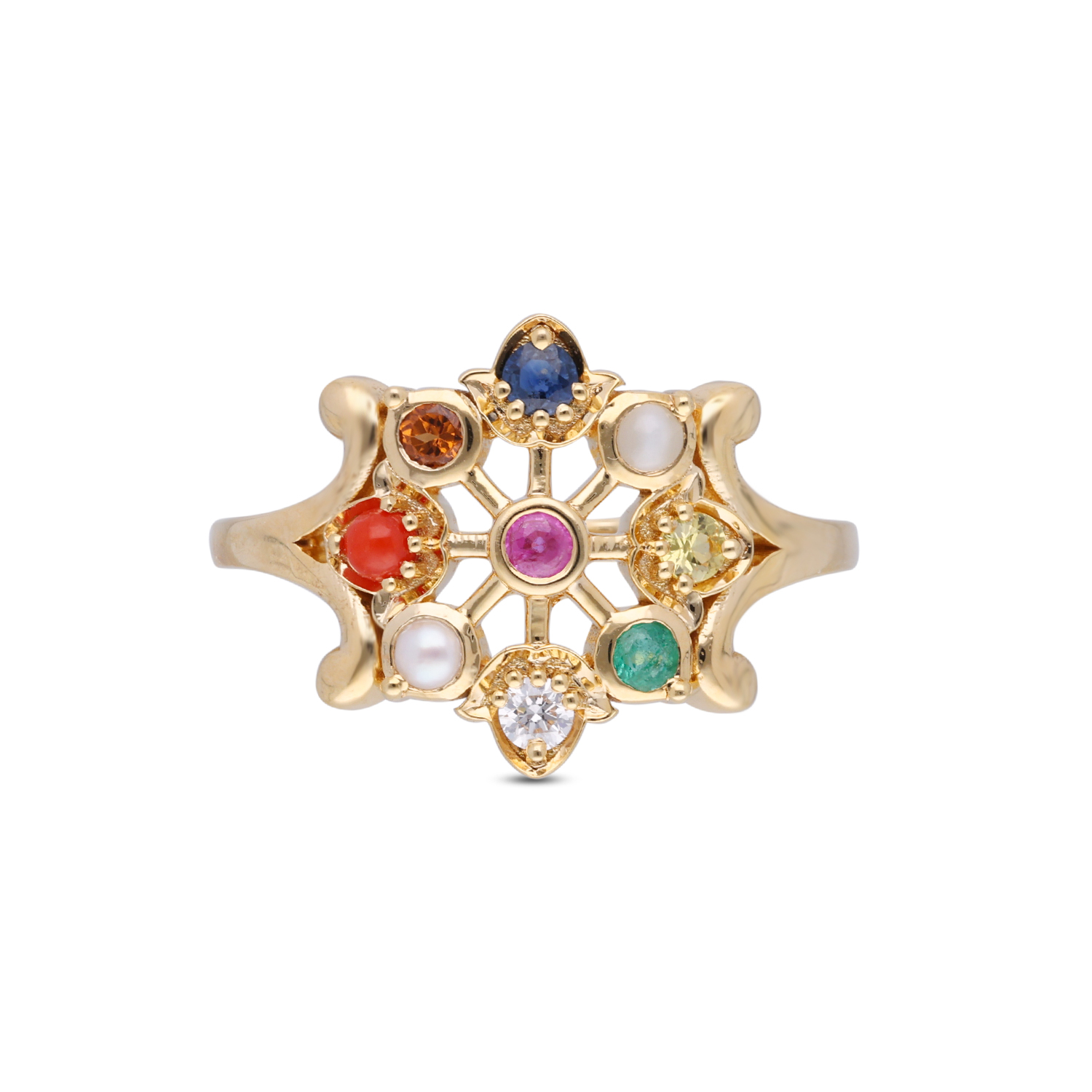 Regal Medallion Gemstone Cluster Ring