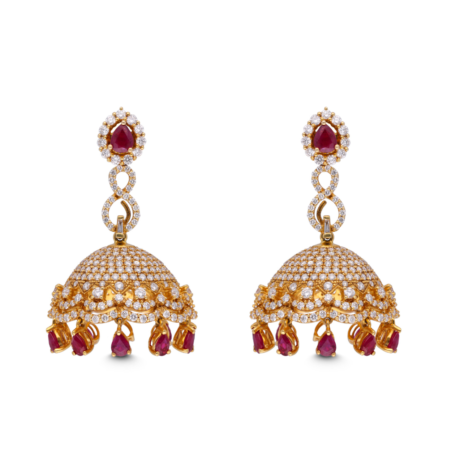 Diamond and Ruby Gold Jumka