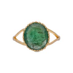 Enchanting Radiance: Round-Shaped Emerald Gold Ring