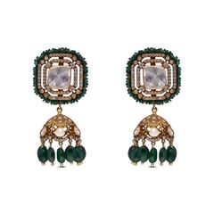 Glamour in Bloom: Gold Fancy Drops with Floral Motif, Uncut Diamonds, and Emeralds