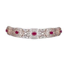 Elegant Classic Diamond Choker Set with Ruby Accents