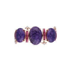 Elegant Diamond Bracelet Set with Azurite and Ruby Accents