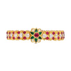 Exquisite Heritage Cabochon Ruby, Emerald, and Rose-Cut Diamond Bracelet