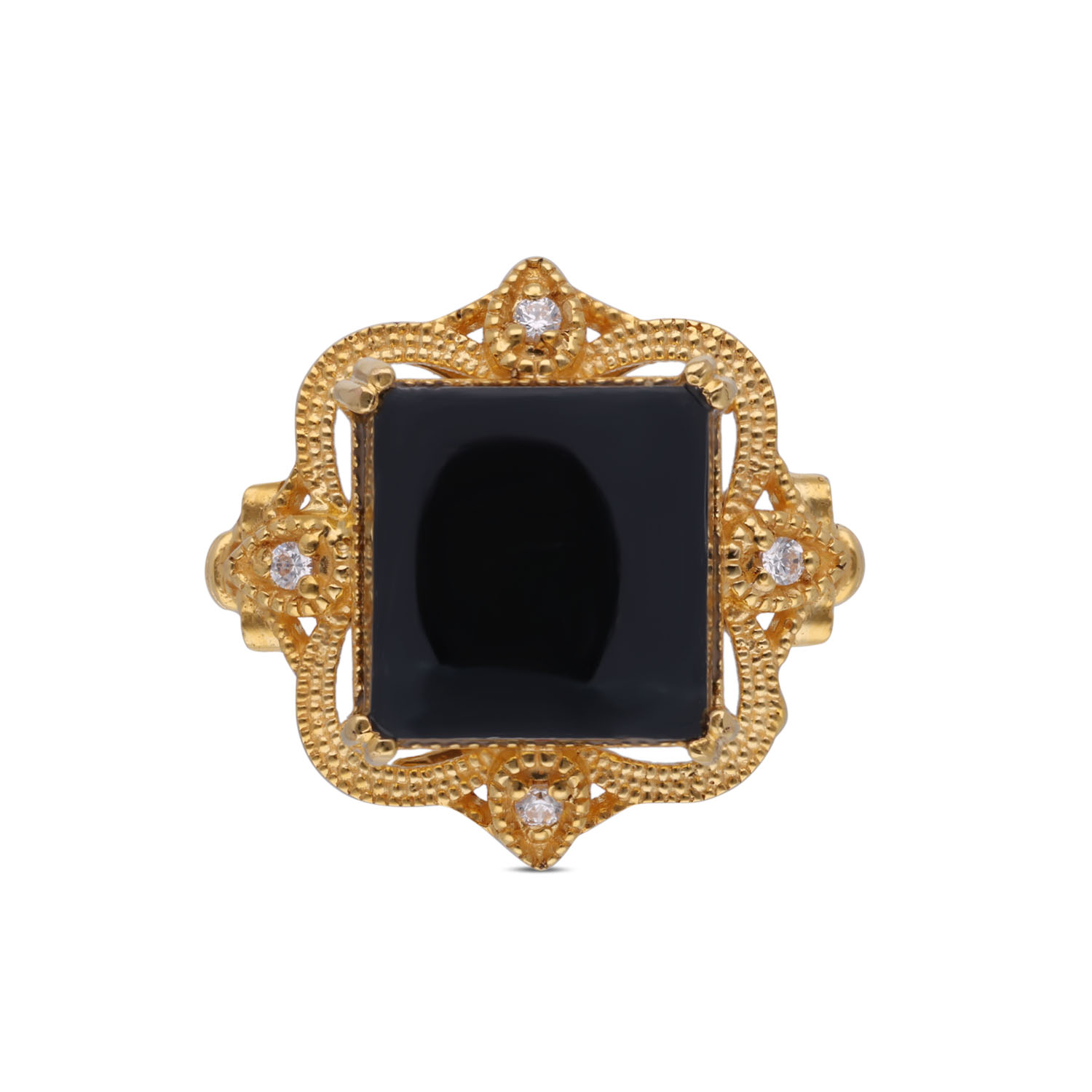 Edgy Gunmetal and Cubic Zirconia Studded Ring - Contemporary Glamour
