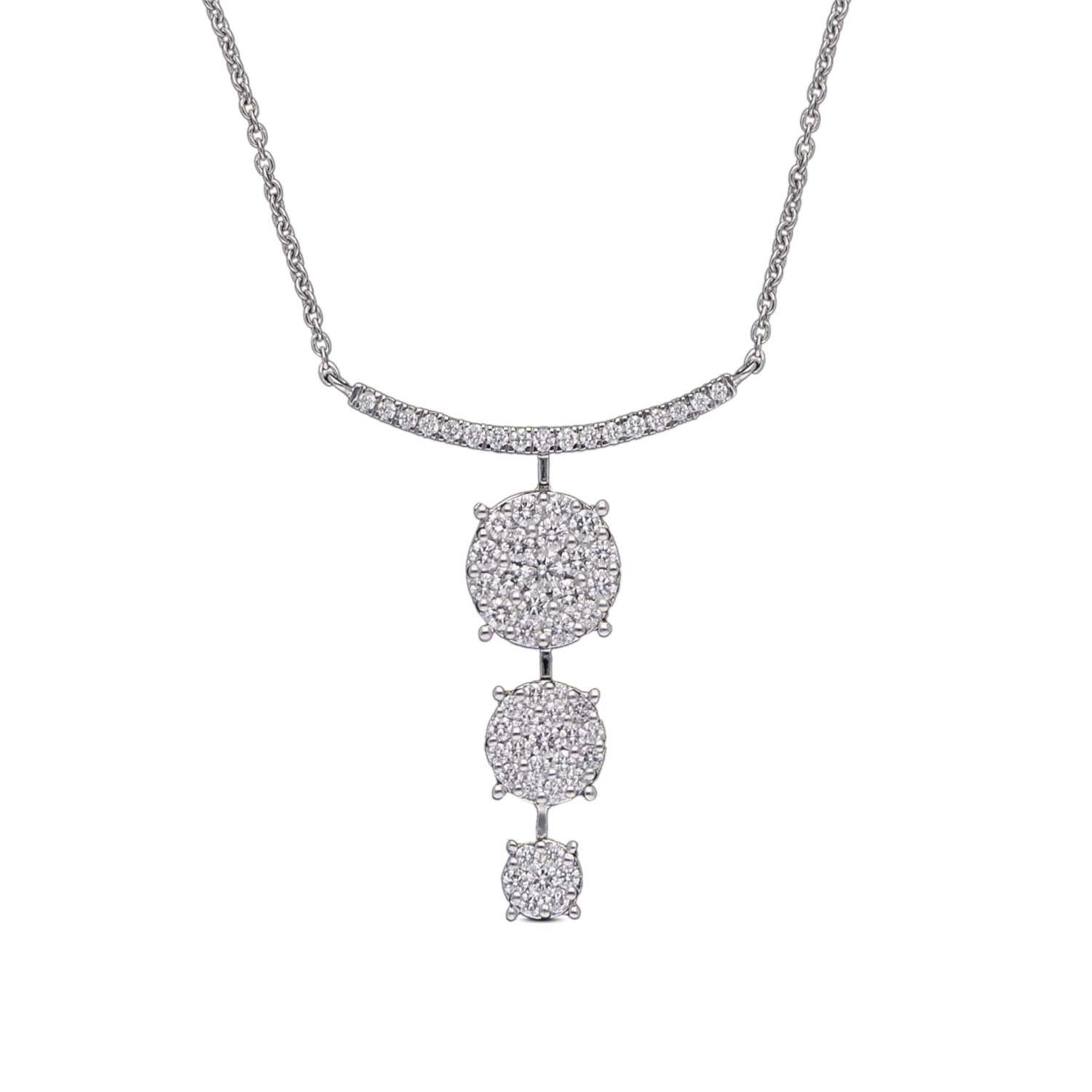 Elegant White Gold Diamond Two Loop Chain Pendant
