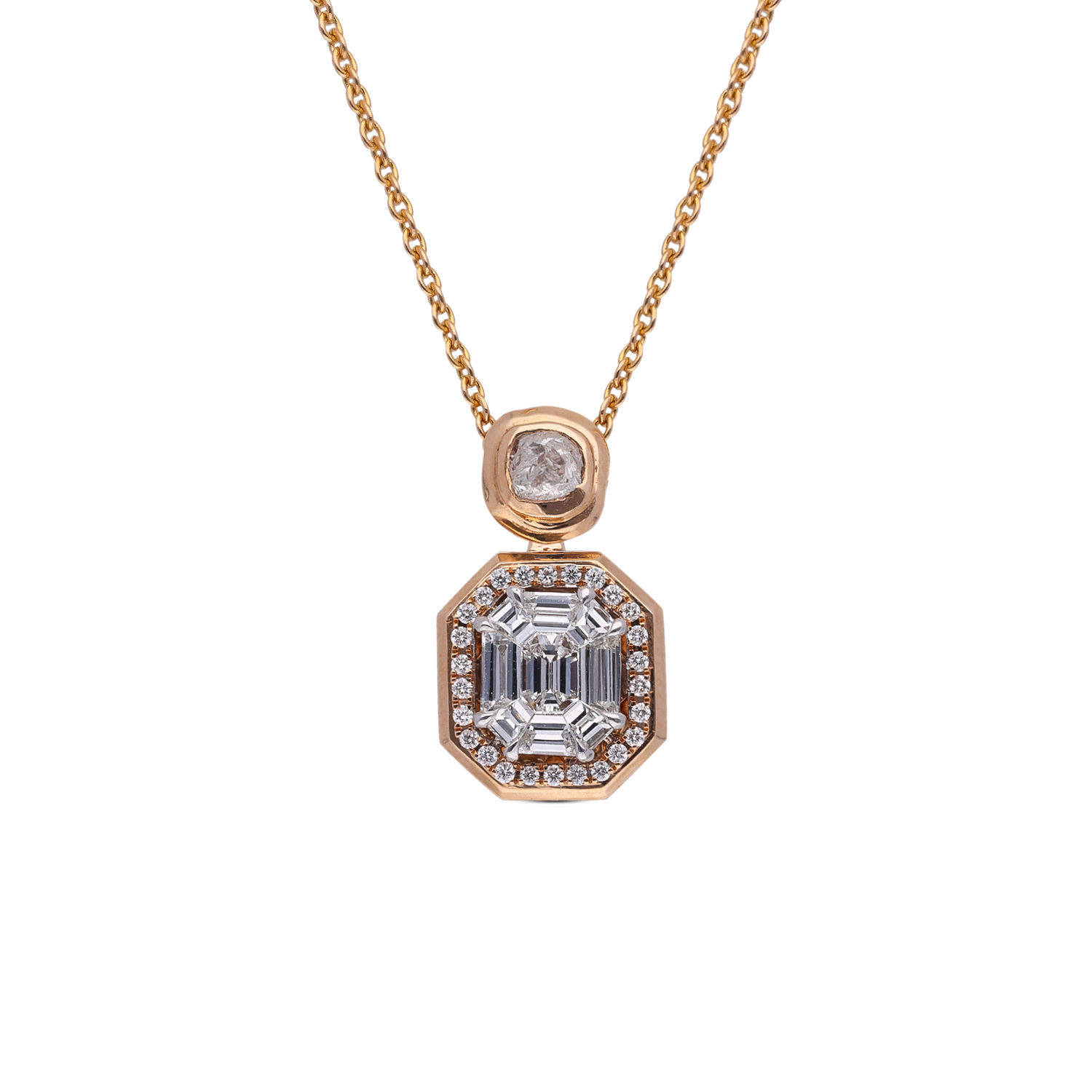 Elevate Your Style with our Exquisite Fancy Shape Diamond Chain Pendant