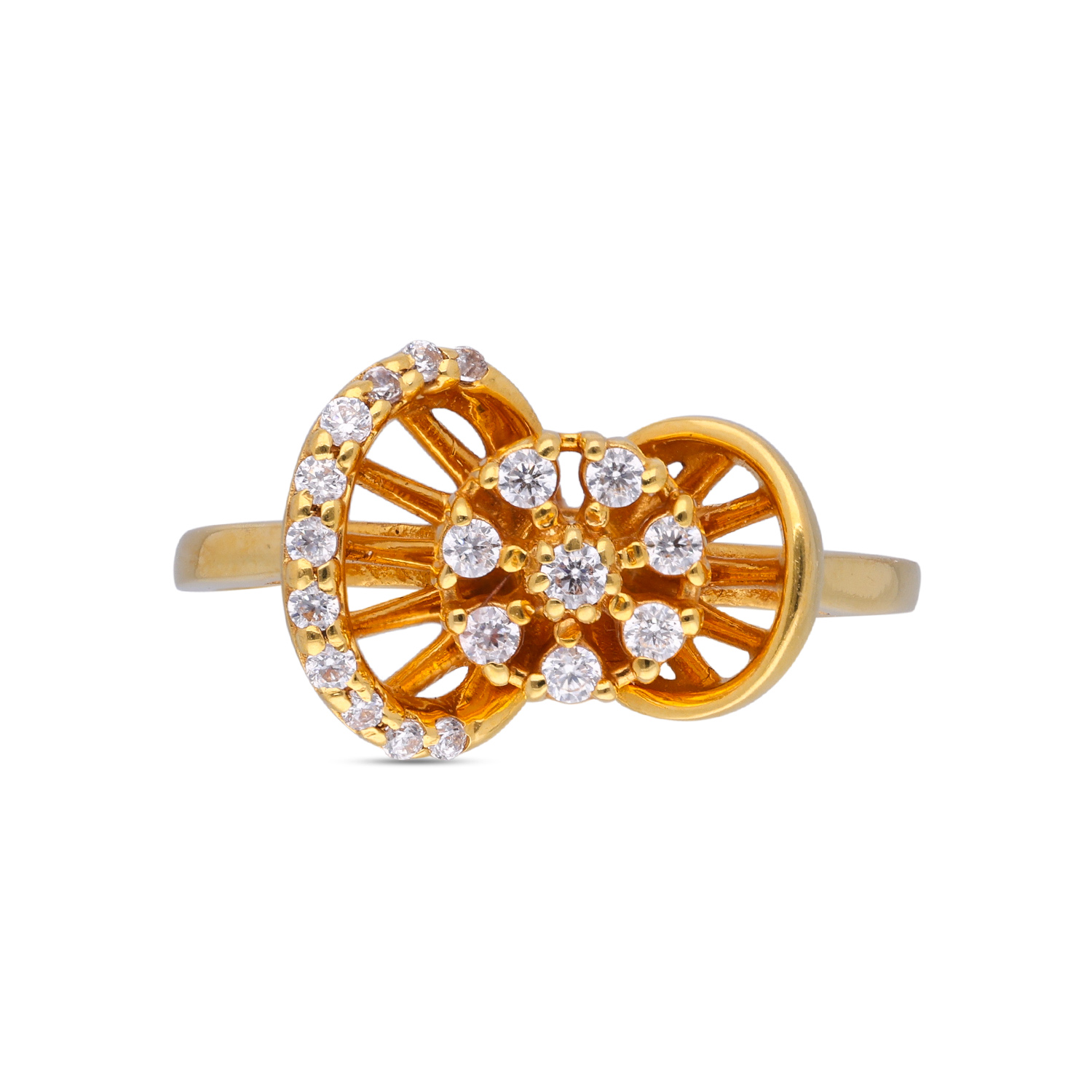 Radiant Beauty: Gold Classic Zircon Fancy Women's Ring