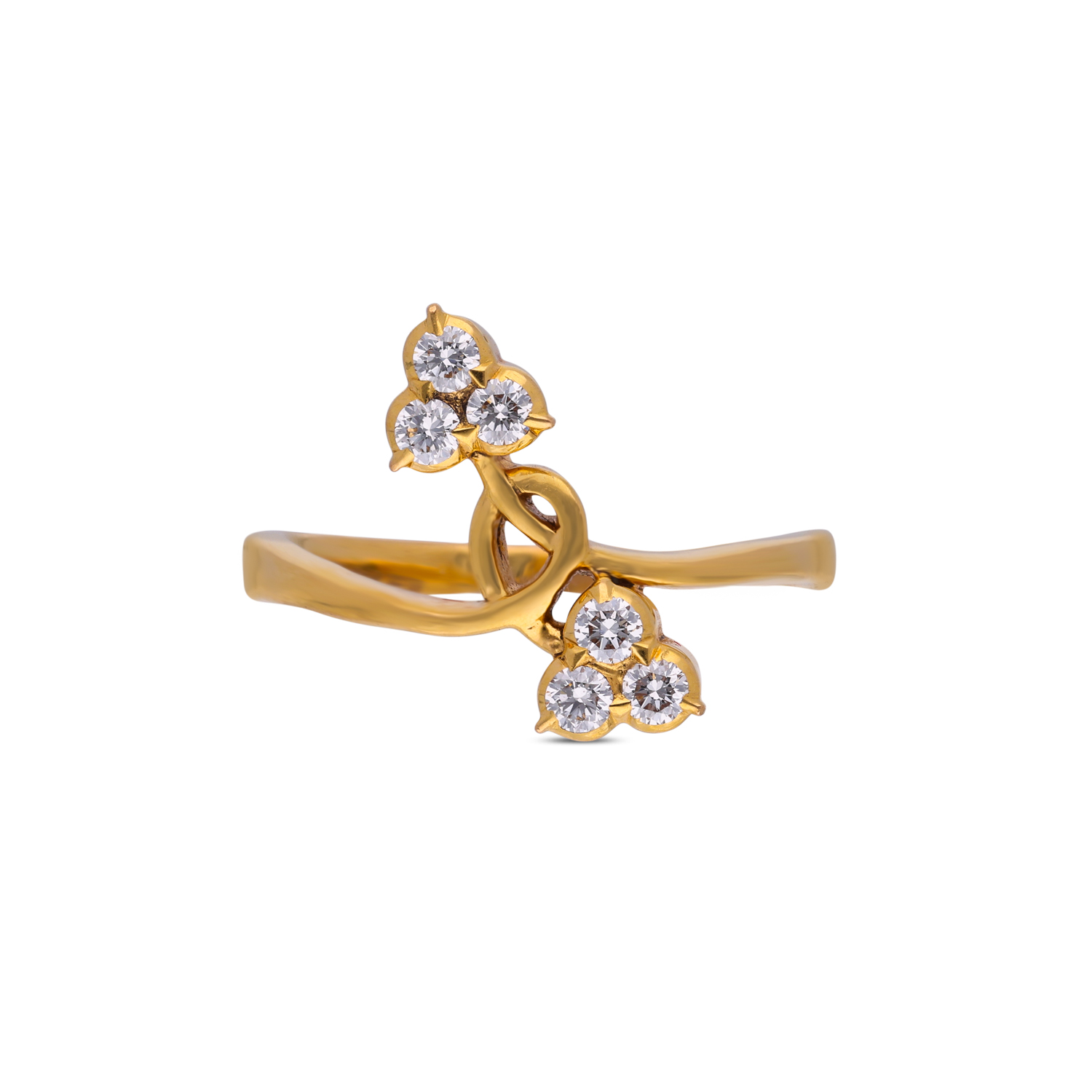 Floral Diamond Gold Ring – Twisted Vine Design