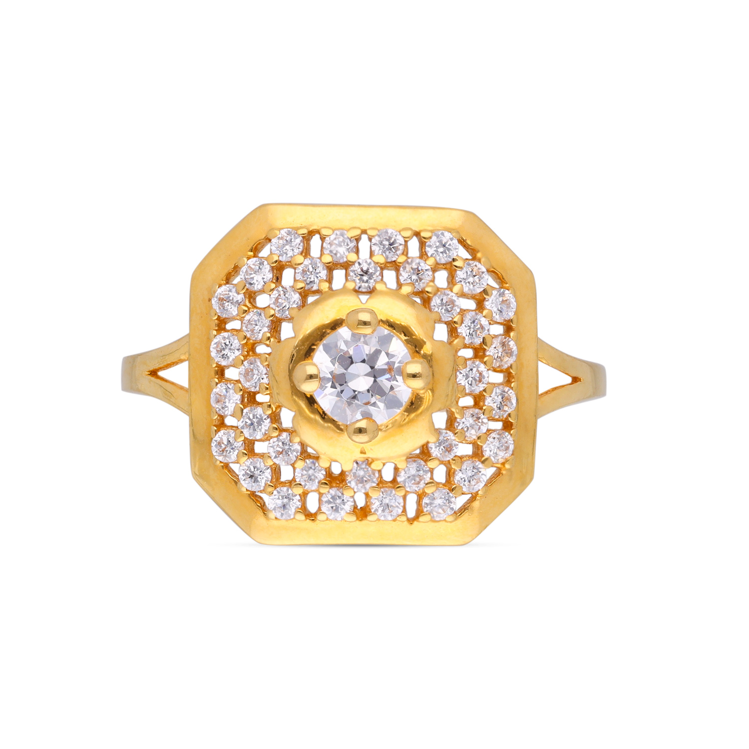Radiant Beauty: Gold Classic Zircon Fancy Women's Ring
