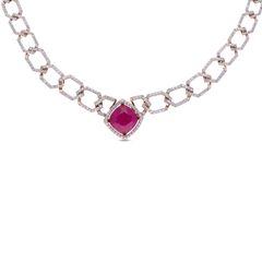 Opulent Charm: Fancy Diamond Necklace Set with Ruby