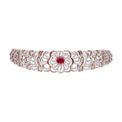 Opulent Charm: Fancy Diamond Necklace Set with Ruby