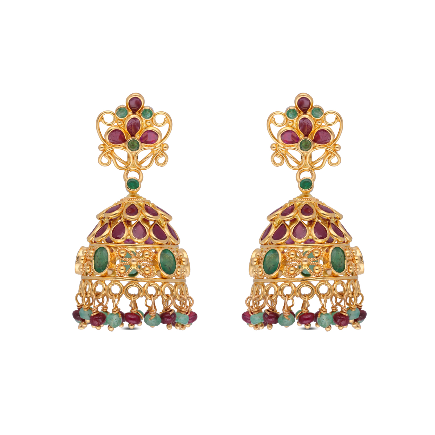 Radiant Gems Gold Eardrops in Open Setting