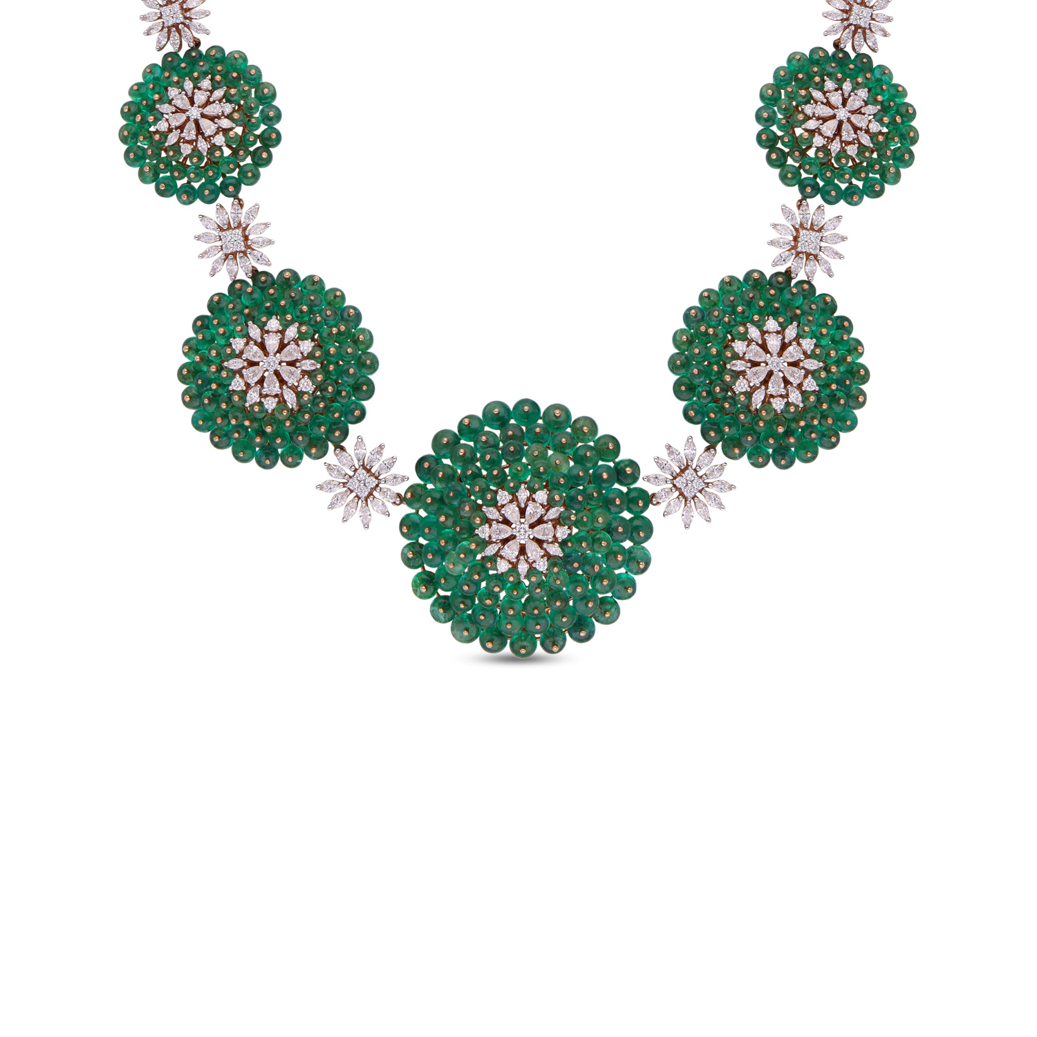 Elegant Diamond Necklace Set with Emerald Beads: A Stunning Fusion of Luxury