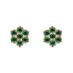 Timeless Beauty: Traditional Nakshatra Pattern Close-Setting Earstuds Set with Green Stones