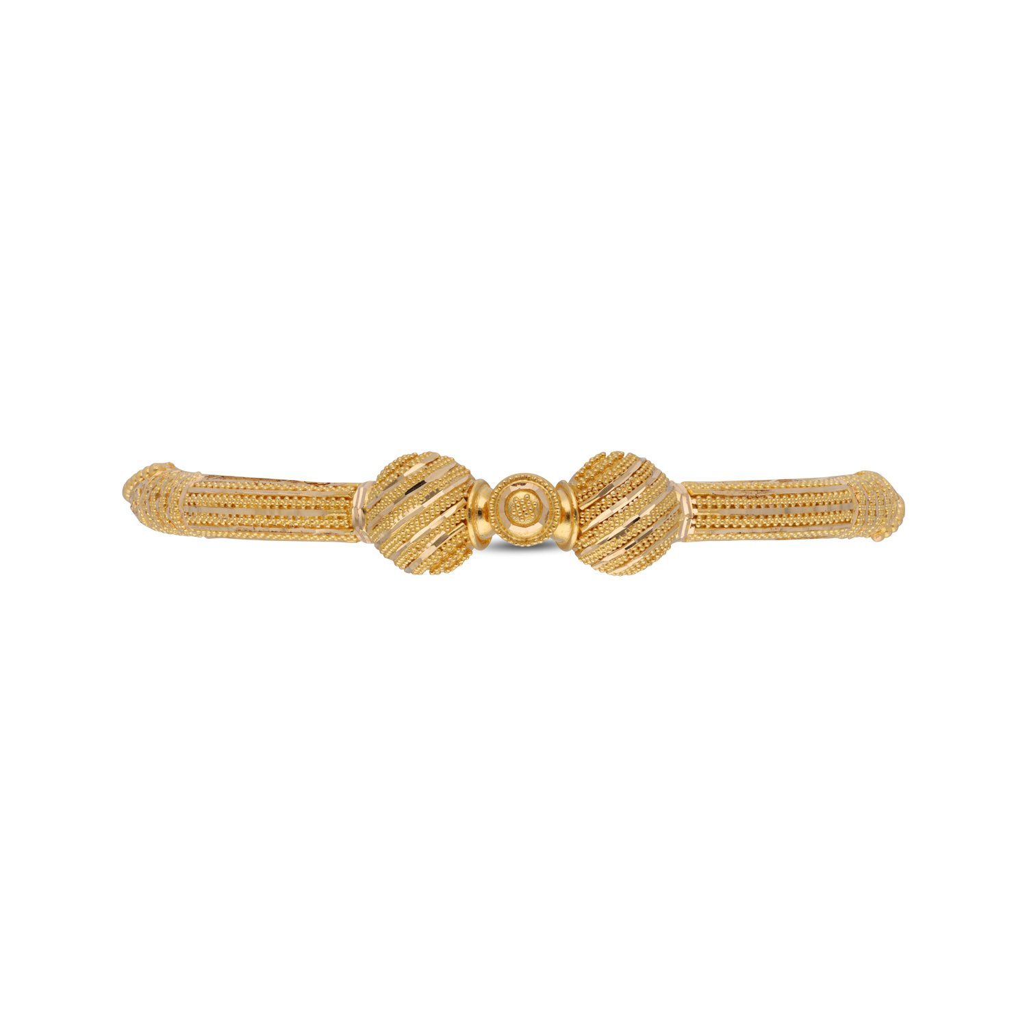 Golden Filigree: Plain Gold Pipe Bangle with Intricate Filigree Detailing