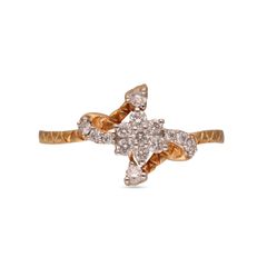Classic Crossover Diamond Ring For Women with Nakshtra Motif