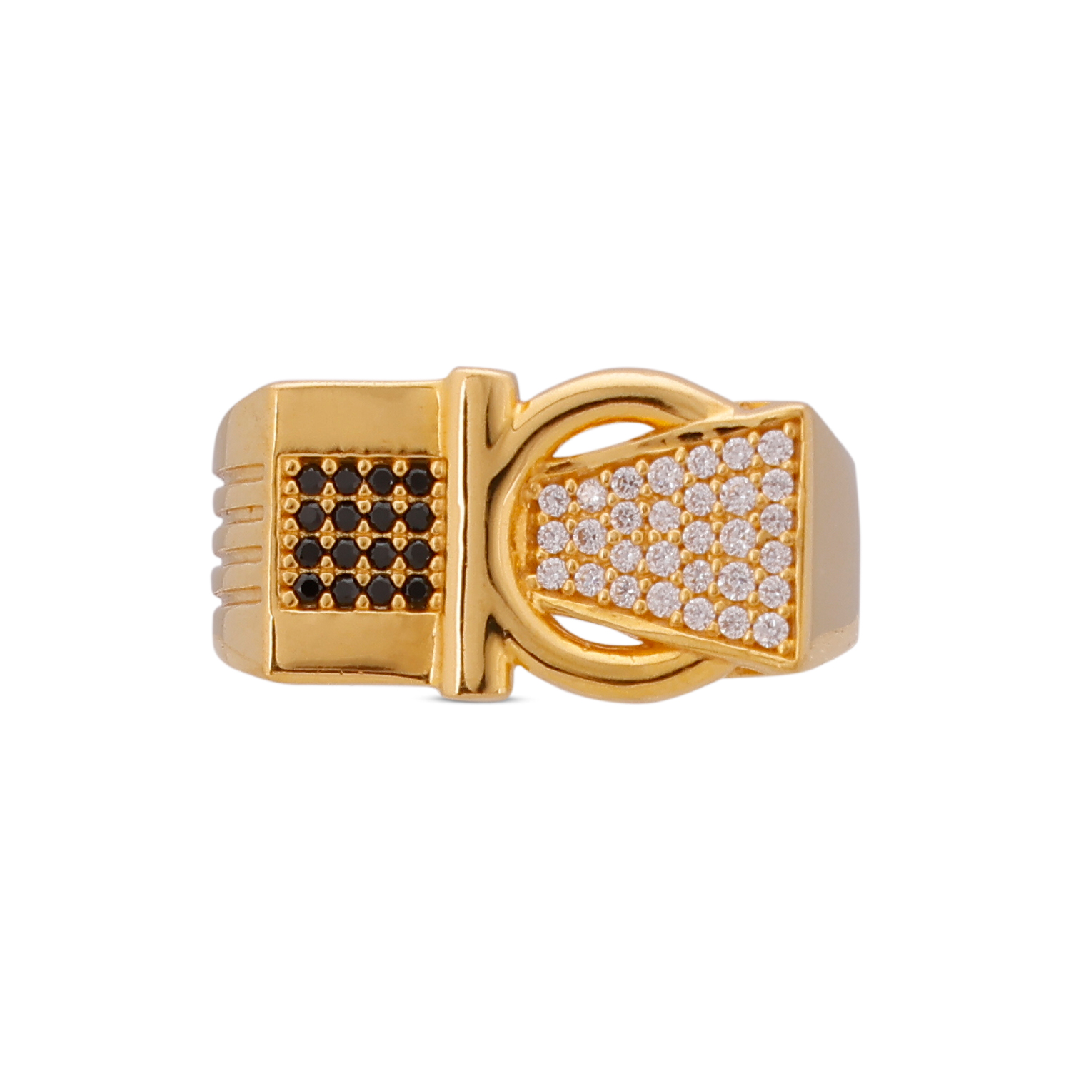 Black and White Cubic Zircon Gold Ring: Casting Craftsmanship