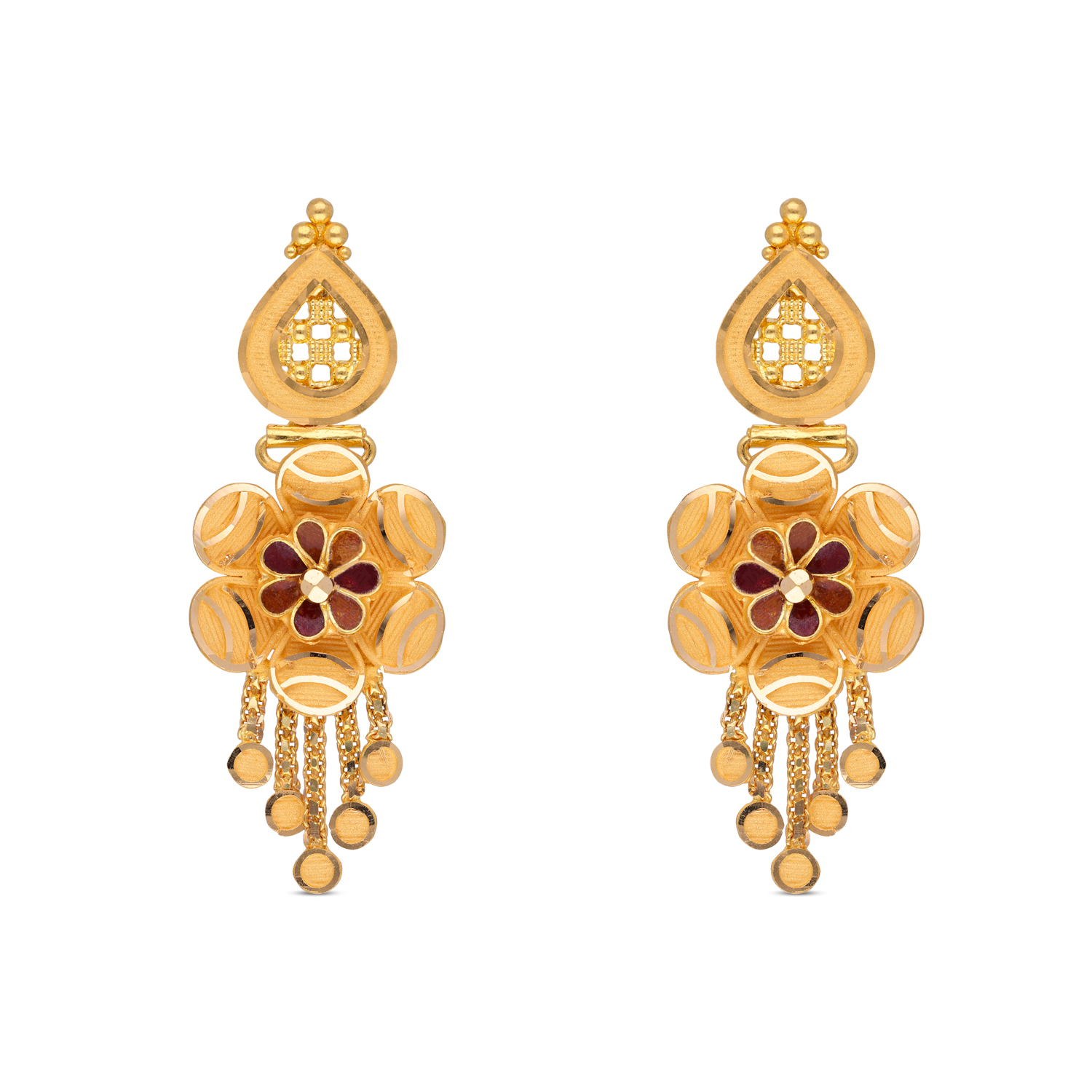 Plain Gold Eardrops with Filigree Design: Timeless Sophistication