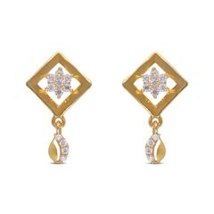 Casting Design Gold Eardrops with Cubic Zircon: Sparkling Sophistication