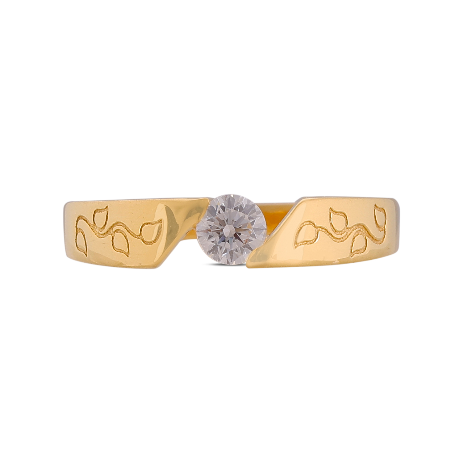 Ethereal Tension: Single Stone Cubic Zircon Band Ring