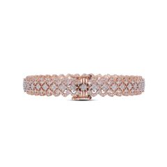 Modern Grace: Rose Gold Finish Openable Diamond Bangle Pair with Contemporary Design