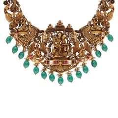 Elaborate Repoussé Necklace - 22kt Gold with Rubies and other stones