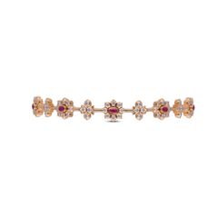 Traditional Close Setting Diamond Bangles with Rubies Centered