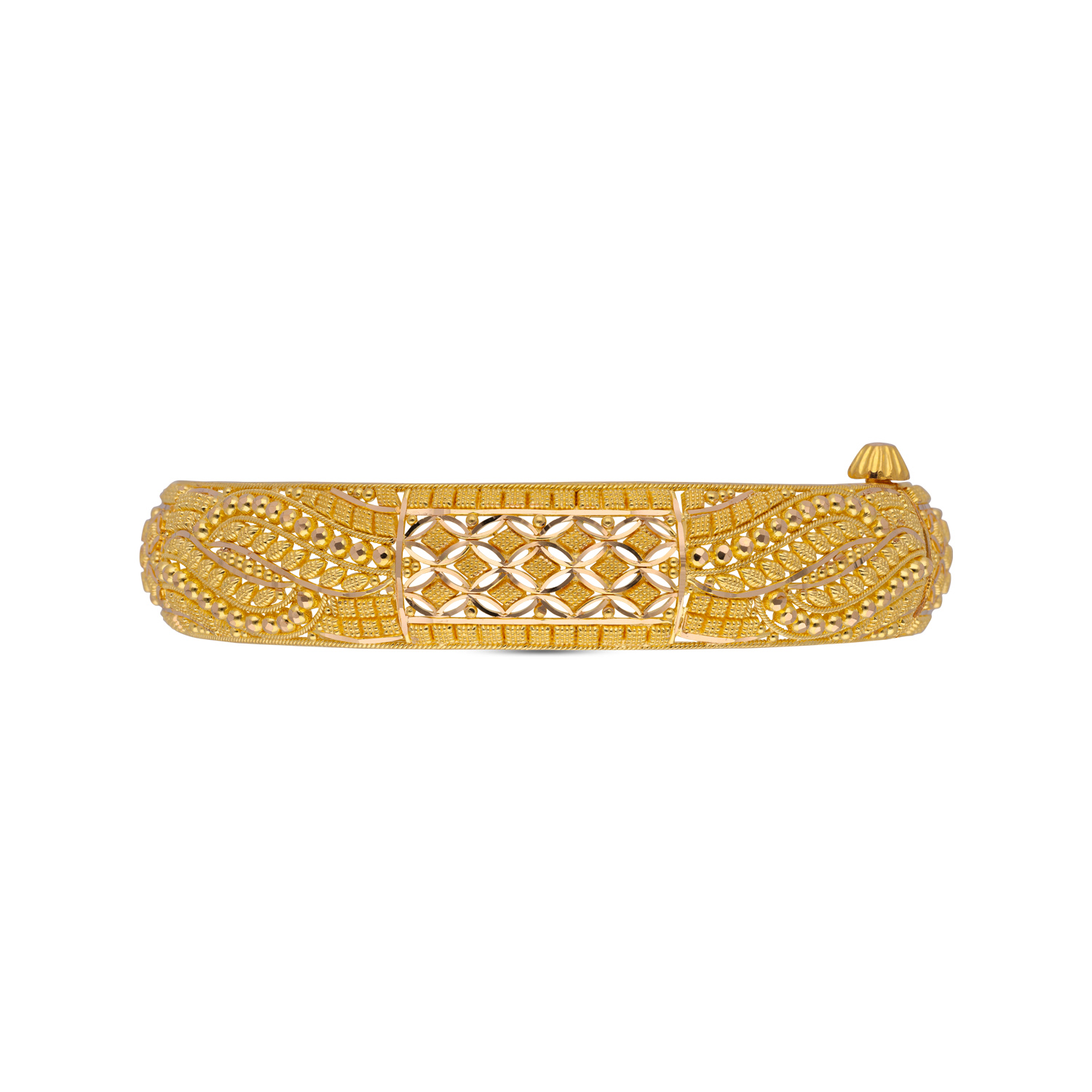 Vintage Opulence: Heritage Oxidized Finish Gold Bangle Pair with Filigree Work