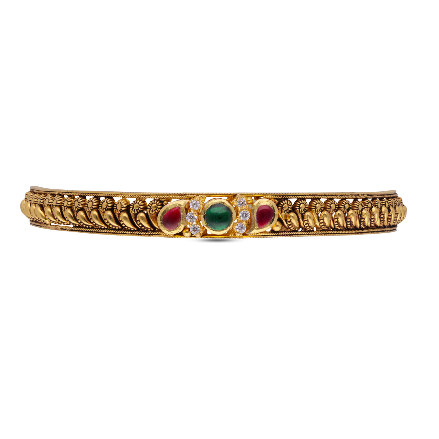 Heritage Pattern Oxidized Bangle Pair: Filigree Kundanwork Elegance