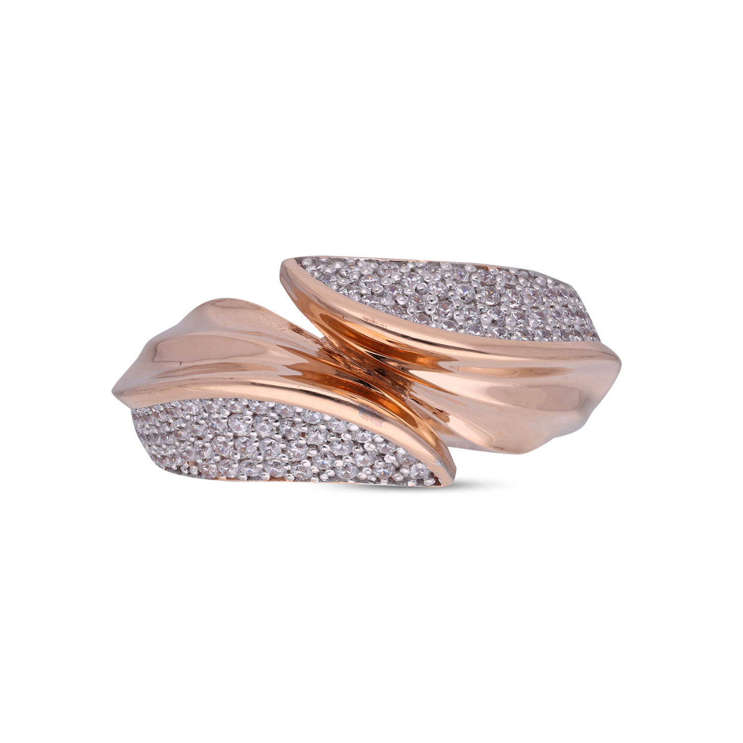 Exquisite Rose Gold Ring Adorned with Sparkling Cubic Zircons