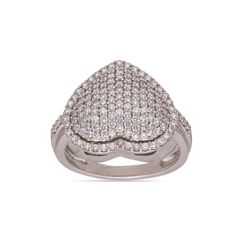 Classic Heart Shape Diamond Ring For Women in Whitegold Finish